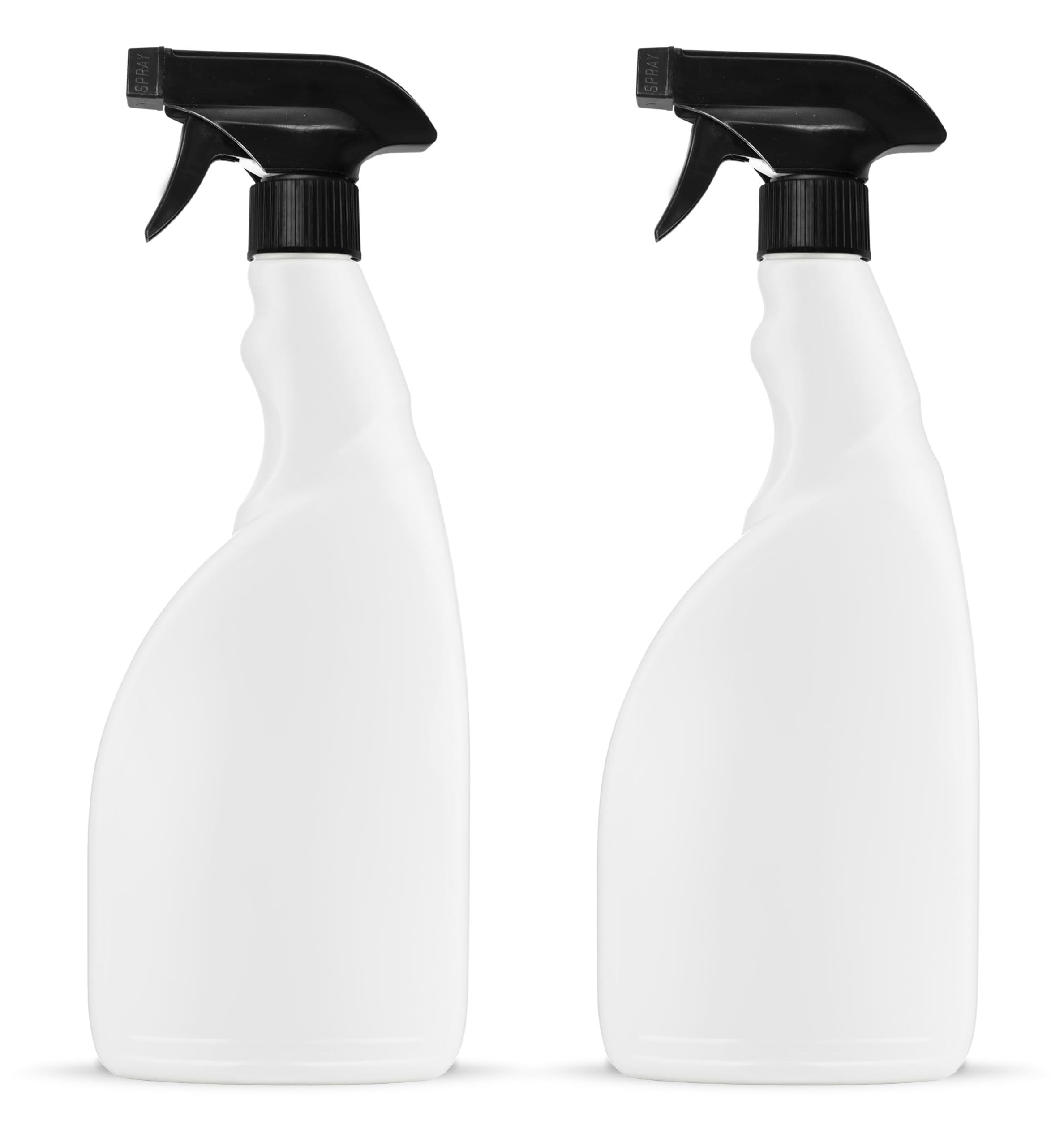 McKLords Pack of 2-750ml White Spray Bottles | Refillable Plastic Mist Sprayer for Cleaning, Gardening & Hairdressing | Heavy-Duty Hand Trigger Spray Bottles