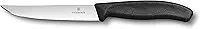 Victorinox 6.7903.12 Faca de bife gourmet clássica suíça ideal para fatiar uma ampla variedade de cortes de bife lâmina reta em preto, 12 cm