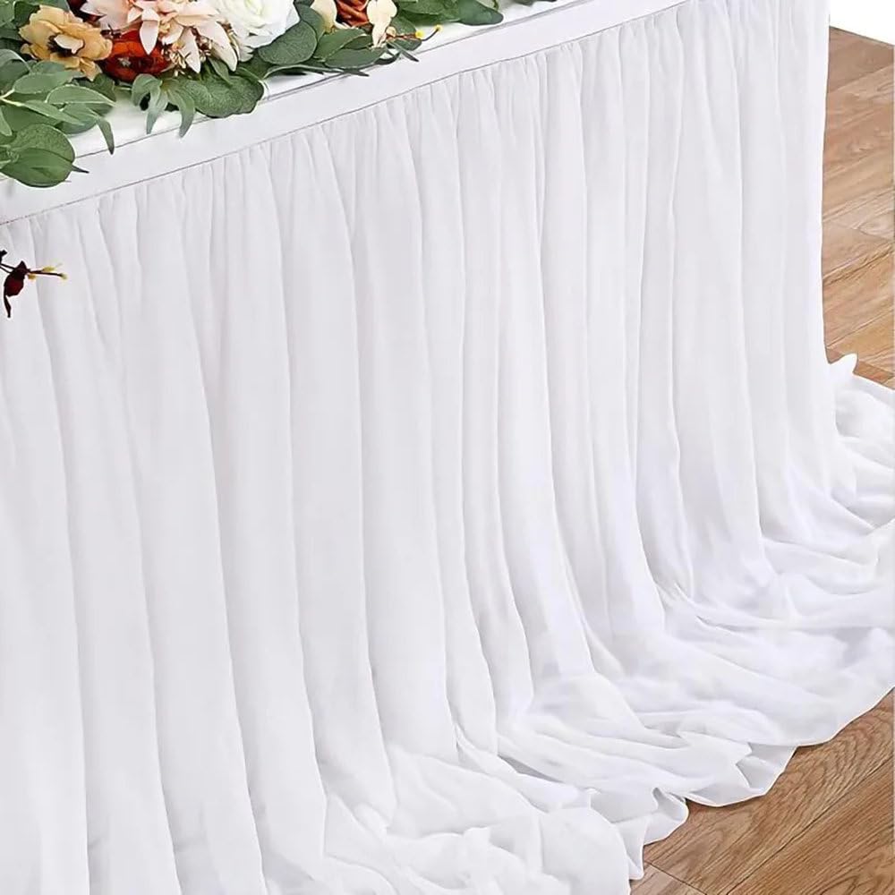 Jupe de Table Blanche en Mousseline de Soie, Nappe de Mariage, Tissu Transparent pour fête prénatale, décoration de Table pour fête d'anniversaire, gâteau, Rose, 70 x 275 cm