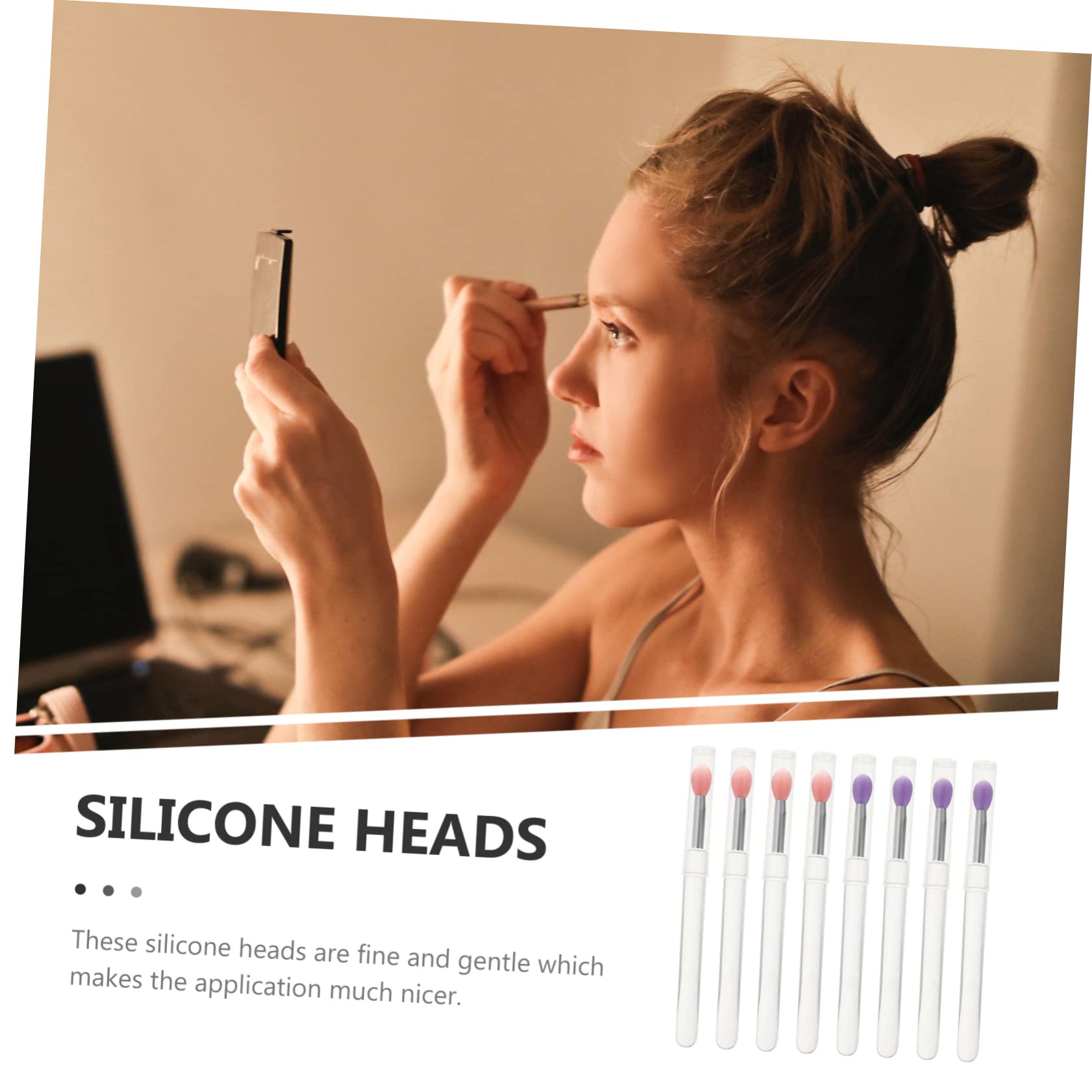 Beavorty 40pièces Pinceaux Applicateurs Pour Fards à Paupières Et Lèvres Brosse Avec Couvercle Transparent Pratique Et Léger Pour Application Précise