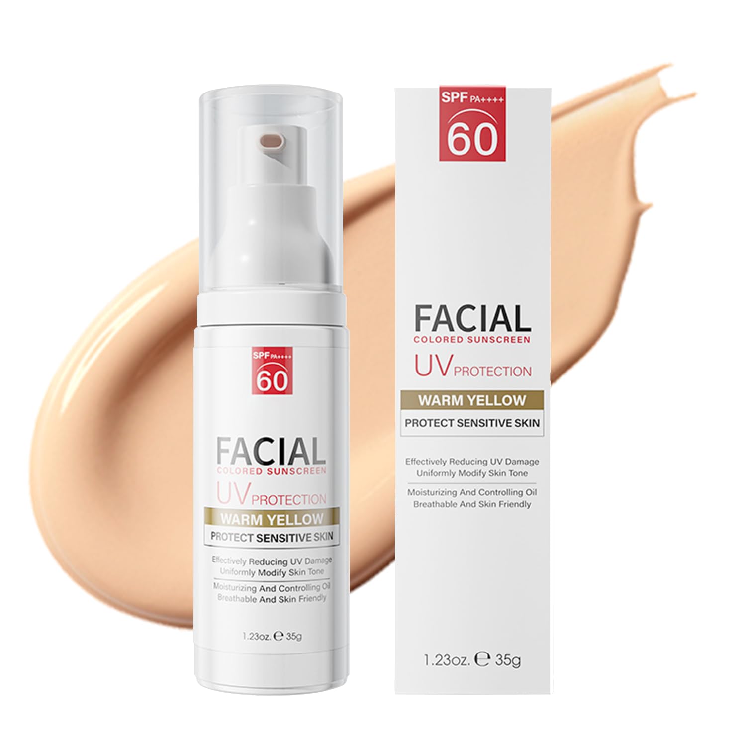 ZARICS Tinted Sunscreen, Tinted Moisturizer with SPF, Tinted Sunscreen for Face, Tinted SPF 60, Oil Control & Moisturizing Skin Tone Correcting, Radiance Skin, Perfect for &Beach Must Haves