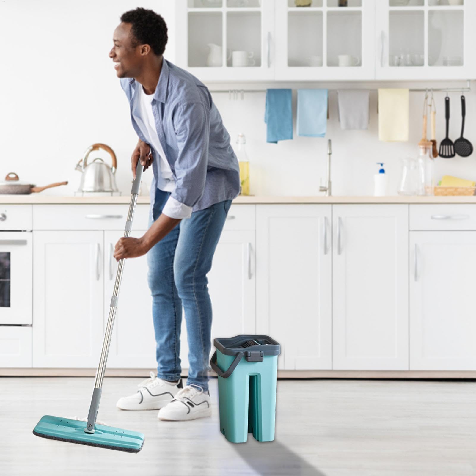 Lavapavimenti Per Legno Panni Secchio Facili Spolvera Pavimenti Domestici | Lavabile Panni Microfibra Umido Secco Lavabili Flessibili Riutilizzabili Per Casa, Cucina E Pavimenti