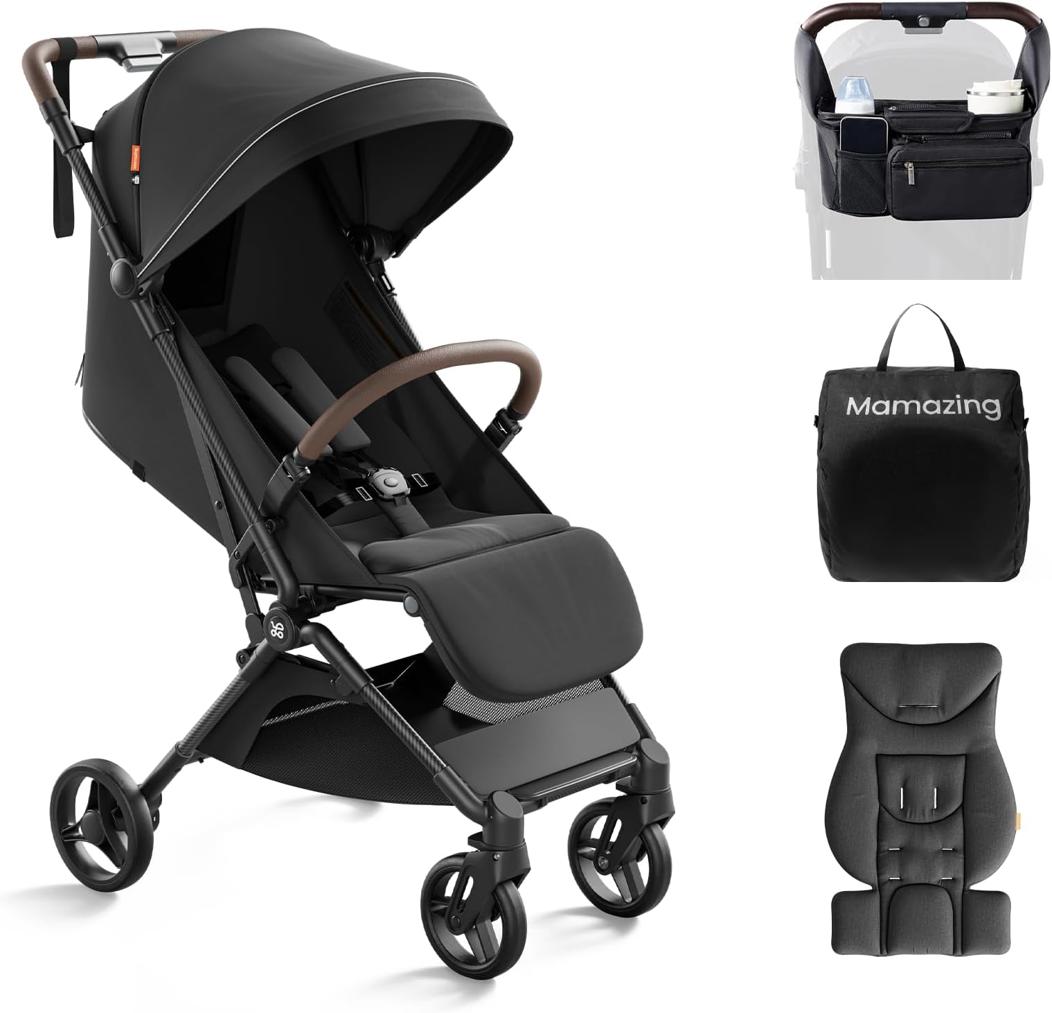 Ultra Air Lightweight Baby Travel Stroller with Carbon Fiber Frame, Compact & Airplane-Friendly, One-Handed Fold, 11.6 lbs, Perfect for Toddlers, Organizer & Cushion Included, Jet