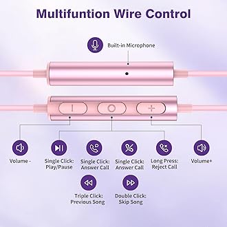 USB C Headphones for iPhone 17 16 15 Plus/Galaxy S25 Wired Earbuds with Microphone for Samsung S24 S23 S22 S21 S20 FE Ultra, Magnetic Noise Canceling in-Ear Type C Earphone for iPad 10/Pixel 8a, Pink