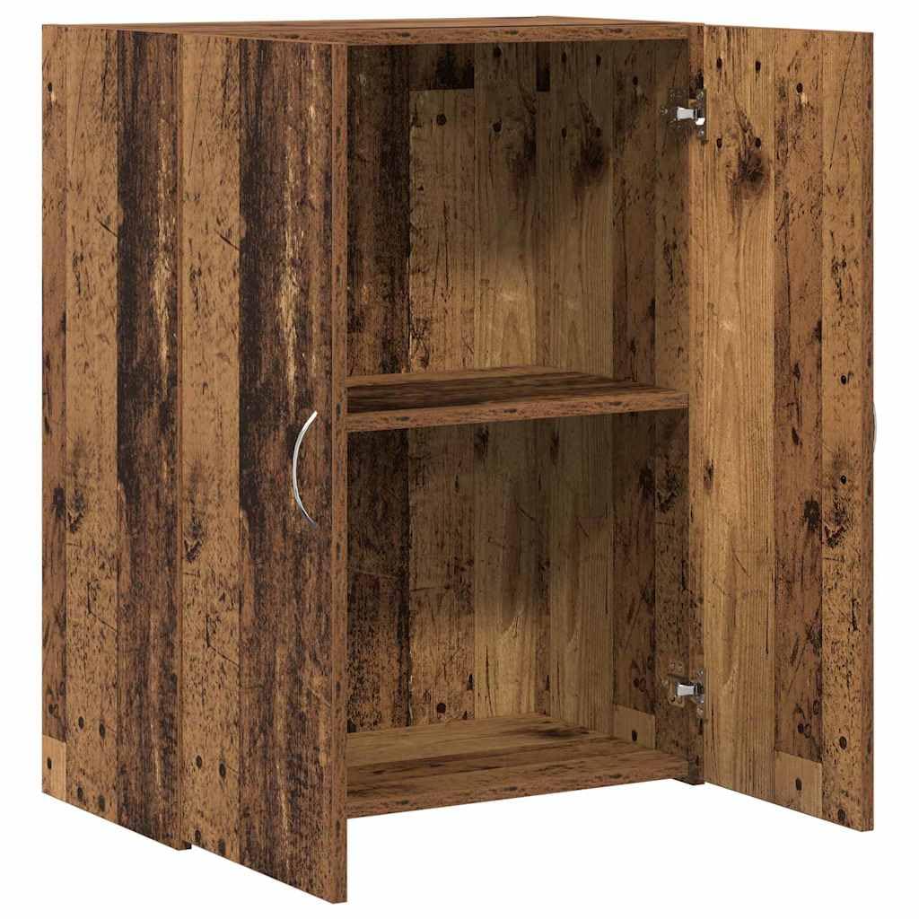 Homogen Büroschrank mit Regal Schwarz Eichen-Optik aus Holzwerkstoff 70 x 32 x 77,5 cm mit 2 Scharniertüren und Bogen-Griffen für effiziente Büroorganisation und langlebige Aufbewahrung