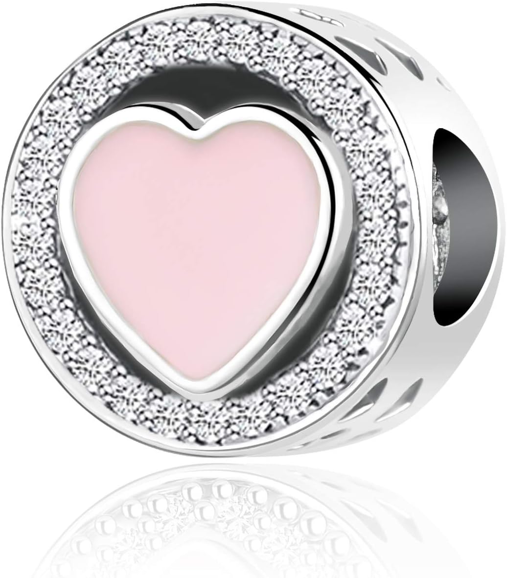 Pink Heart Charm Compatible Pandora Charm Bracelet for Women Flower Fish Diving Bead Friends Family Anniversary Birthday