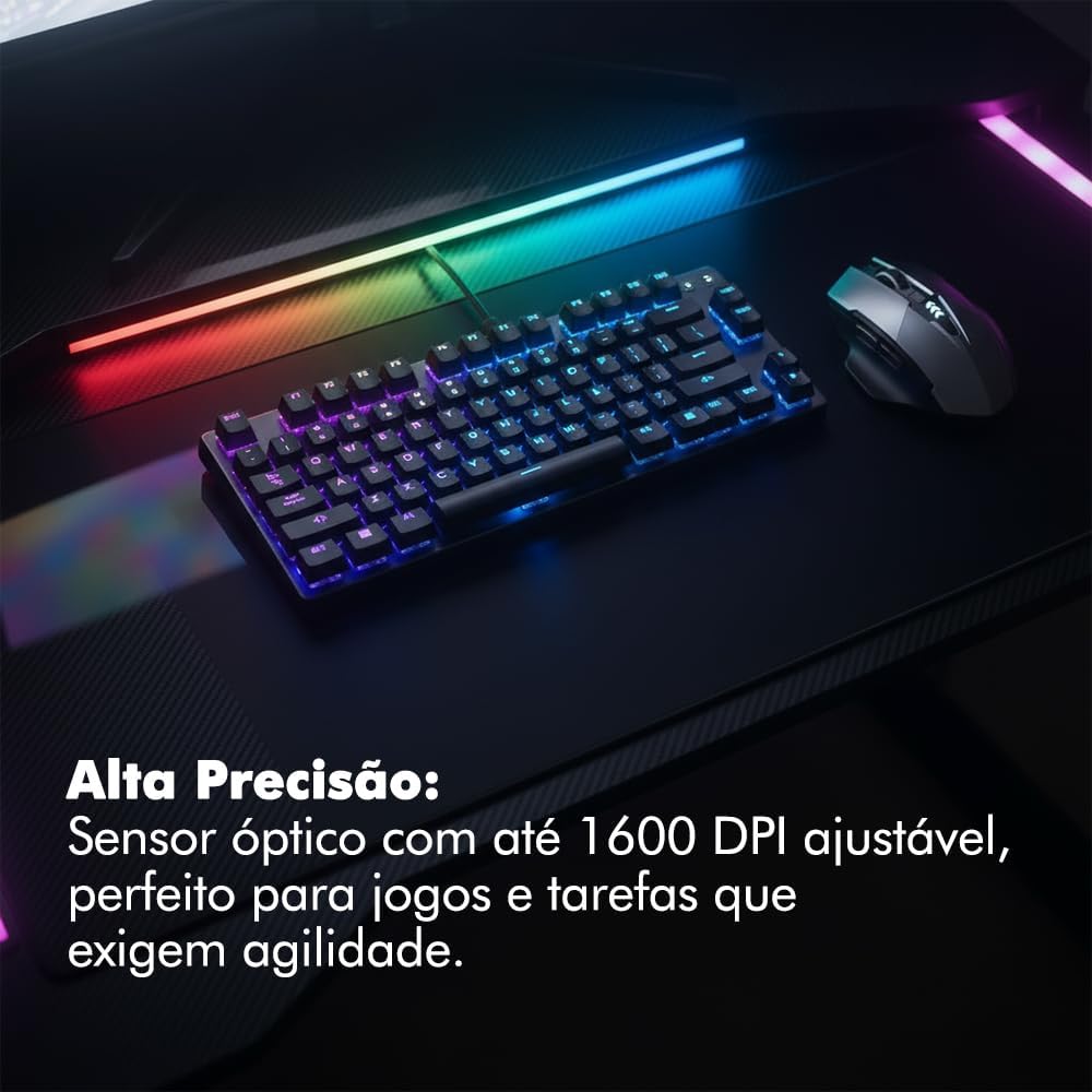 Mouse Gamer Easy Gaming Sem Fio Recarregável – 1600 DPI Ajustável, Teclas Super Silenciosas, USB 2.4GHz, Design Ergonômico, Bateria de Longa Duração, Óptico Preciso Mouse Gamer Easy Gaming Sem Fio Recarregável – 1600 DPI Ajustável, Teclas Super Silenciosas, USB 2.4GHz, Design Ergonômico, Bateria de Longa Duração, Óptico Preciso
