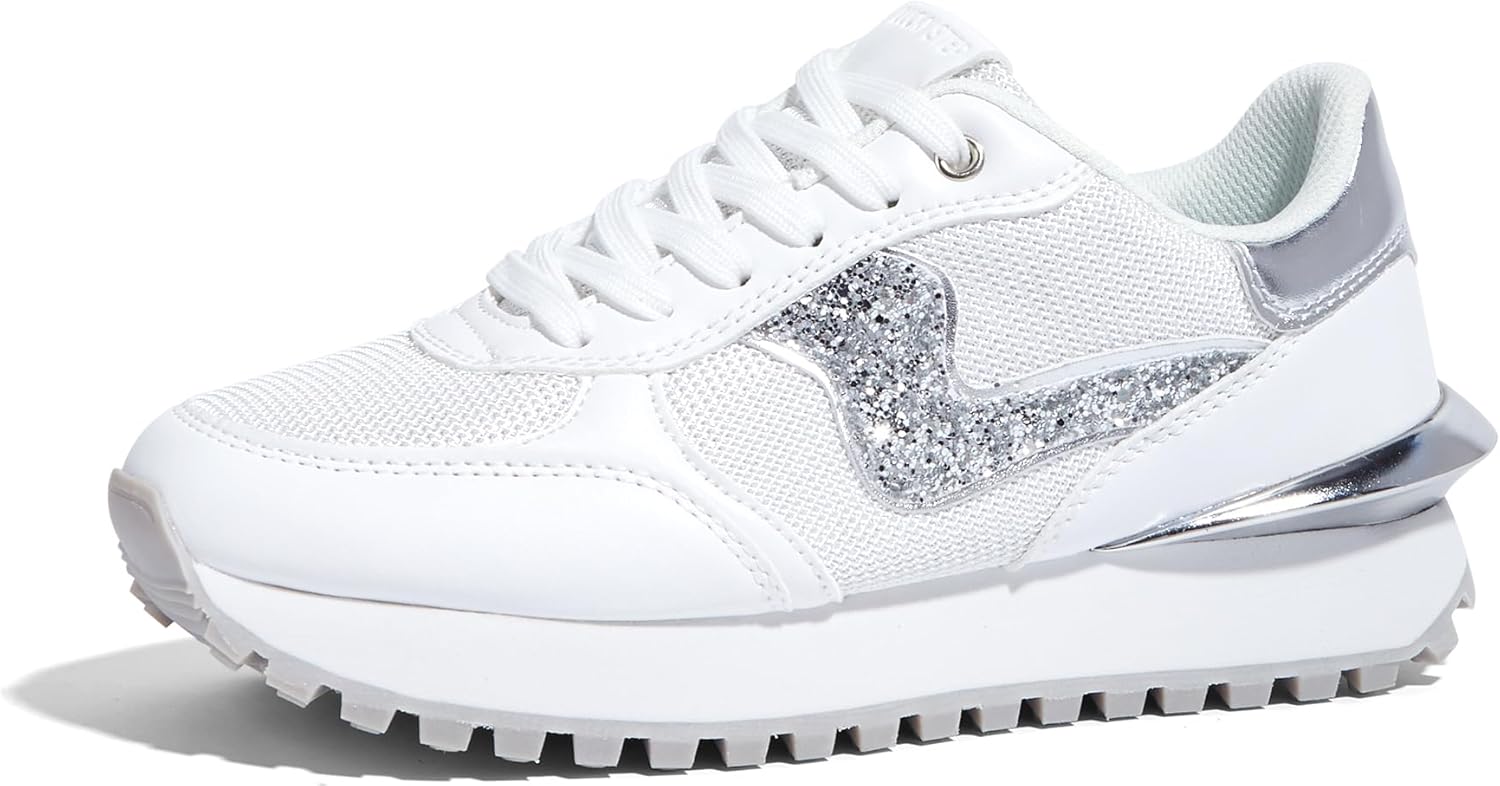 LUCKY STEP Women's Platform Fashion Sneakers Tennis Retro Walking Casual Trainers Stylish Durable Deluxe Skate Running Shoes