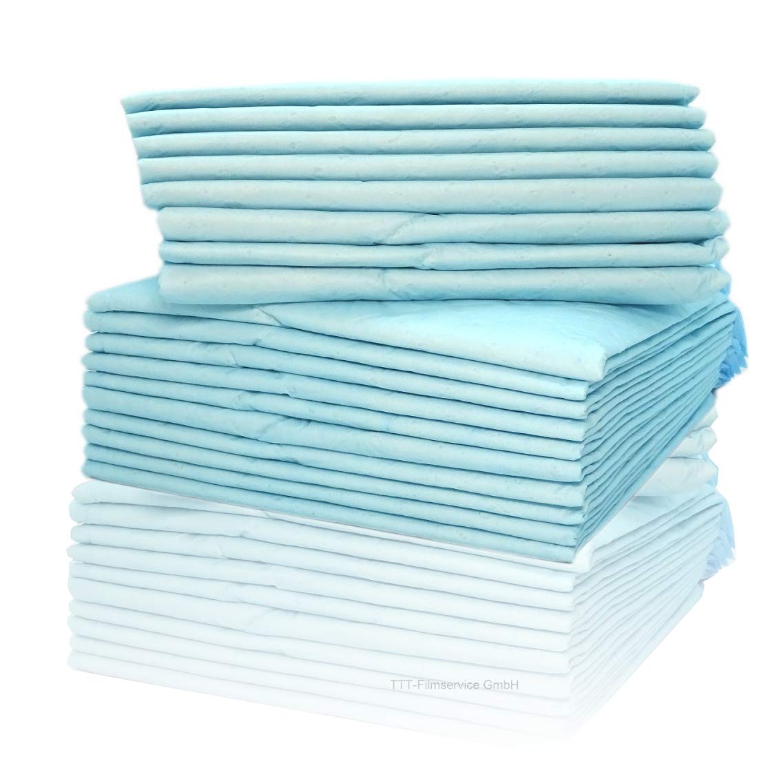Inkontinenzunterlagen 40 x 60cm Einmalunterlagen Wickelunterlagen Tierunterlagen 6-lagige saugstarke Einmal-Krankenunterlage aus Zellstoff Farbe: blau/weiß von Cardiocell (100)