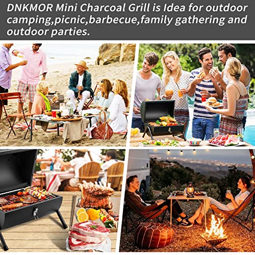 Portable Charcoal Grill, Tabletop Outdoor Barbecue Smoker, Small BBQ Grill for Outdoor Cooking Backyard Camping Picnics Beach BLACK by DNKMOR by DNKMOR - Image 5