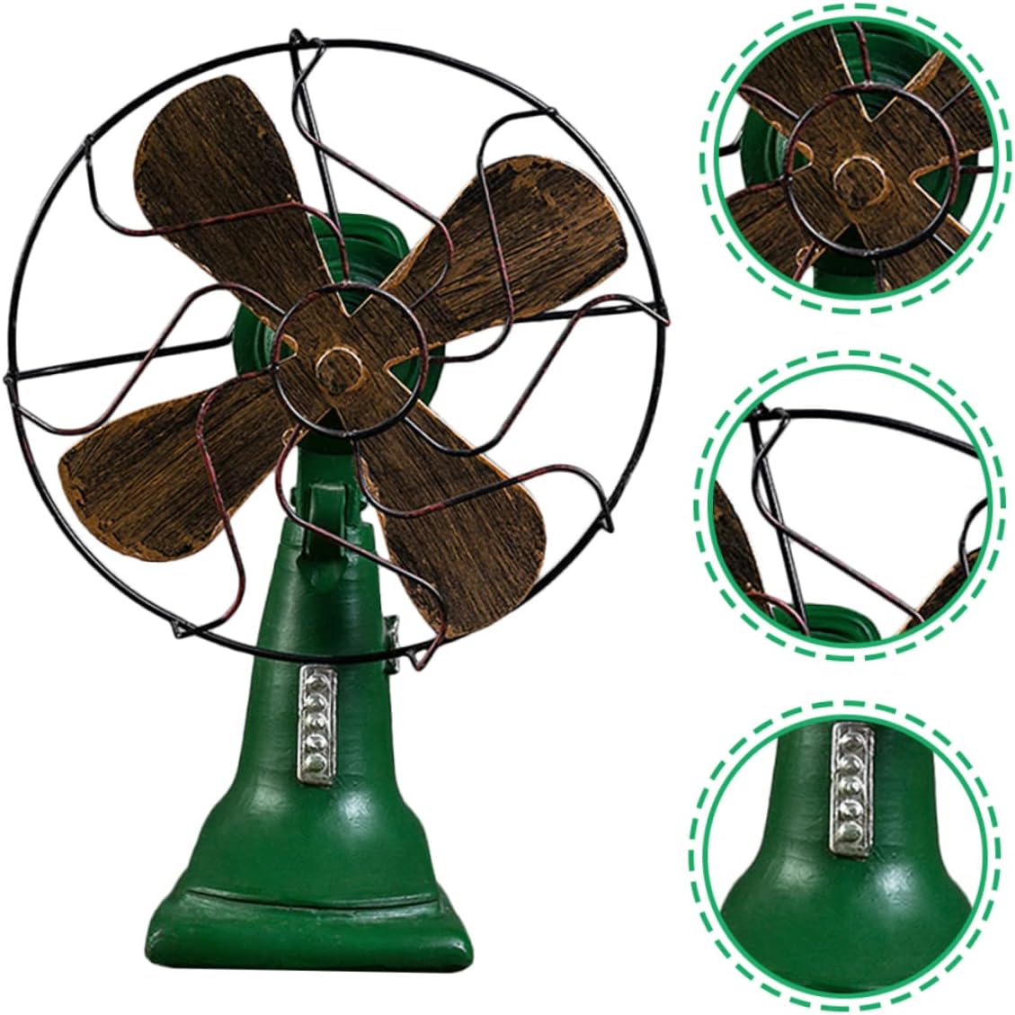 Zerodeko Classic Resin Table Fan Ornament Iron Base Delicate Home Office Decoration for Retro Look