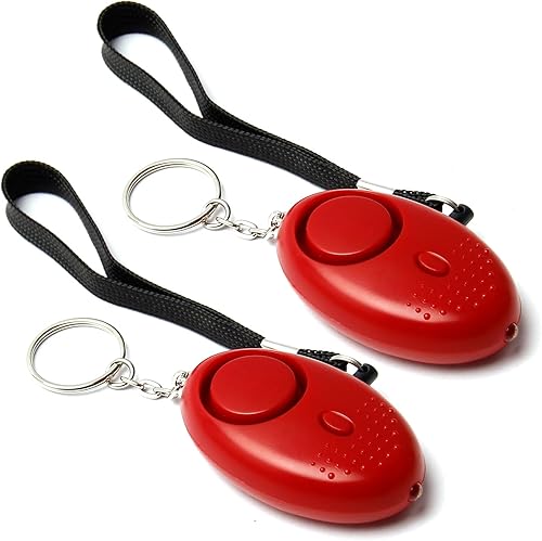Bettomshin Alarma personal de sonido seguro, 2 llaveros de alarma de seguridad personal de 130 dB con luz LED, alarma de seguridad de autodefensa de