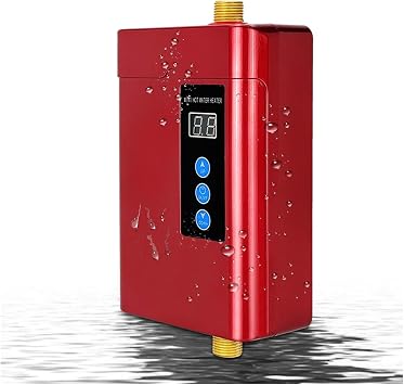 Water Heater, Mini Electric Water Heater for Household, Tankless, Instant Water Heater, Suitable for Home, Kitchen, Washbasin Color Red, Size Plug