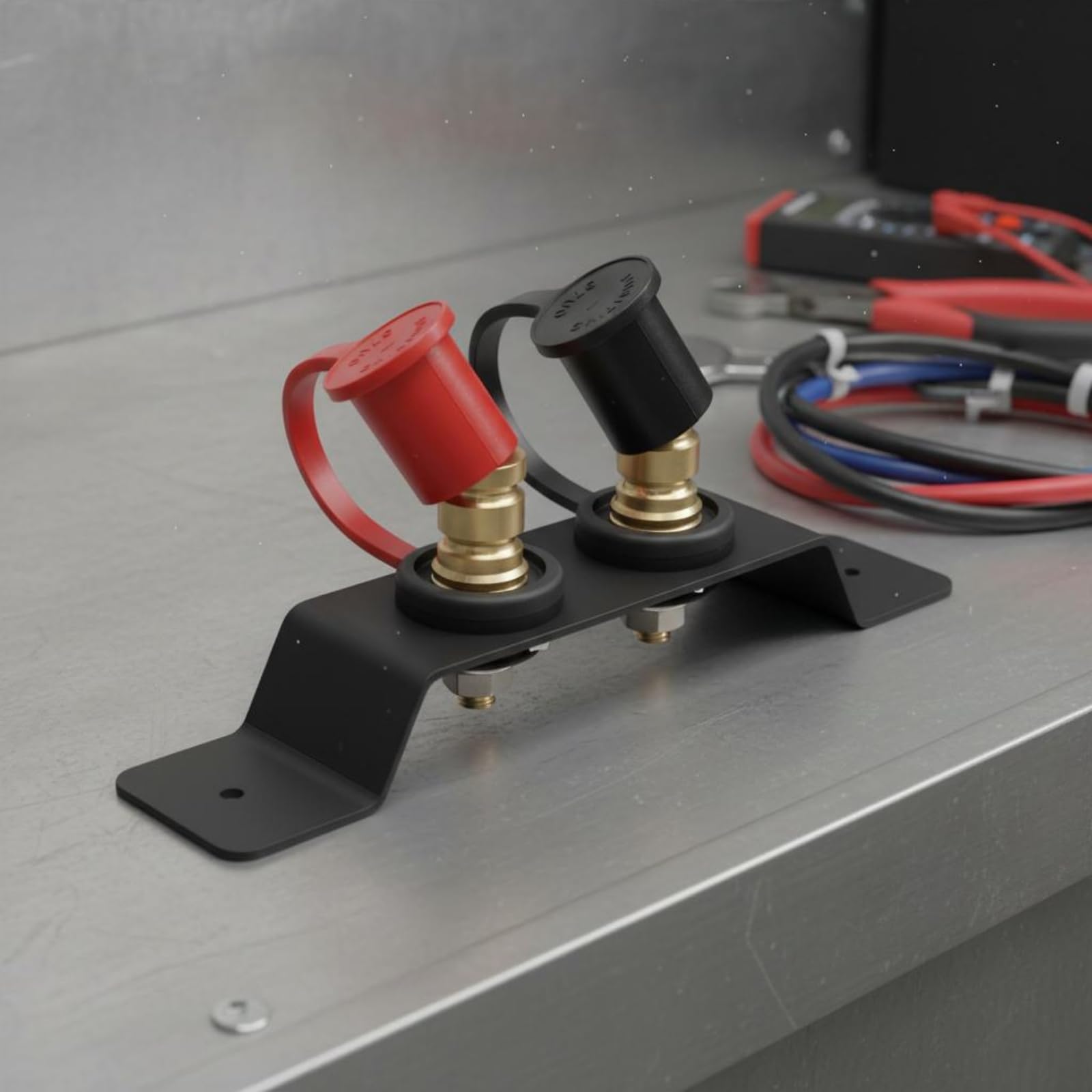Terminale Batteria in Ottone Kit Installazione Morsetto Terminale Batteria Auto Fissaggio a Flangia