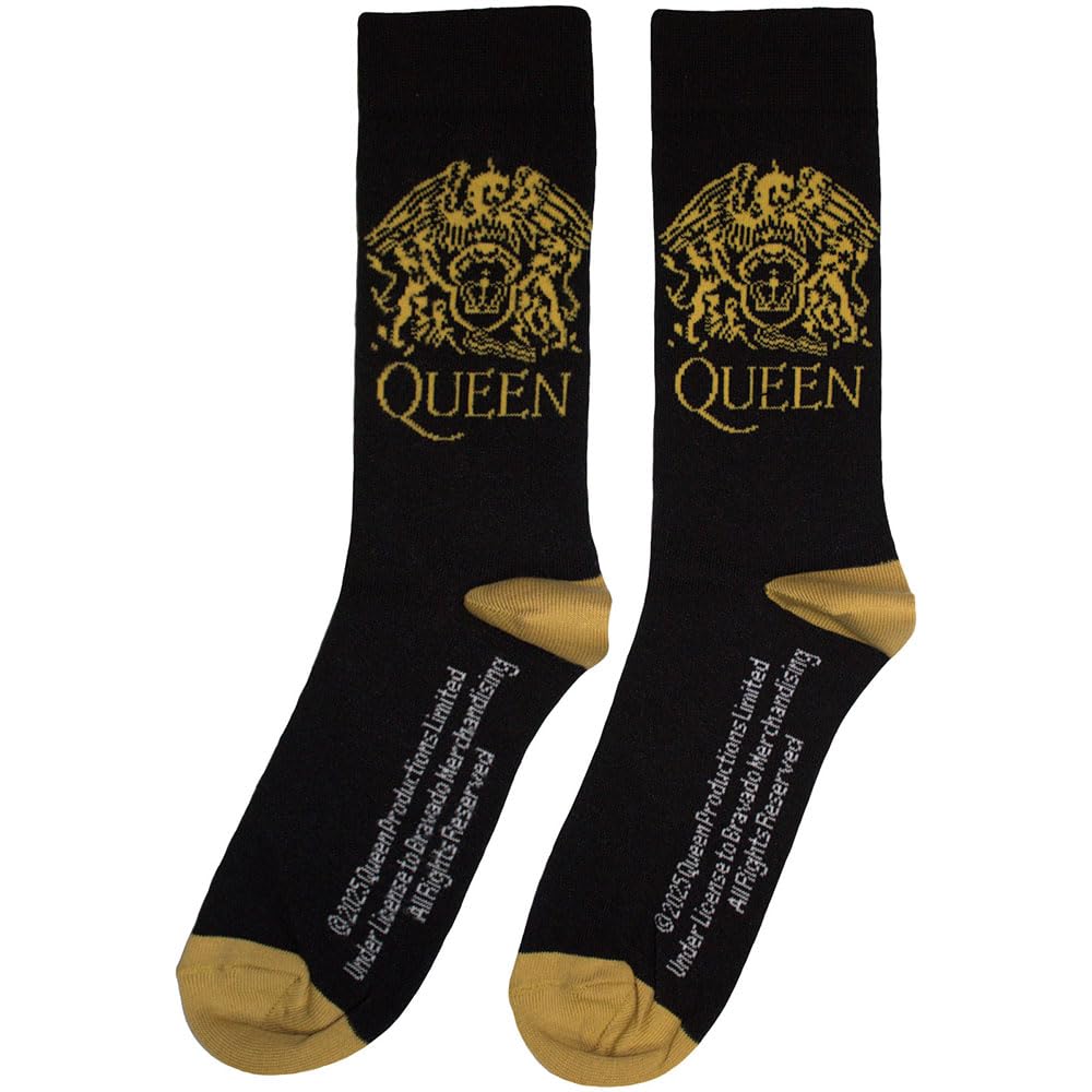 Rock Off officially licensed products Queen Gold Crest Band Logo Ankle Socks One Size