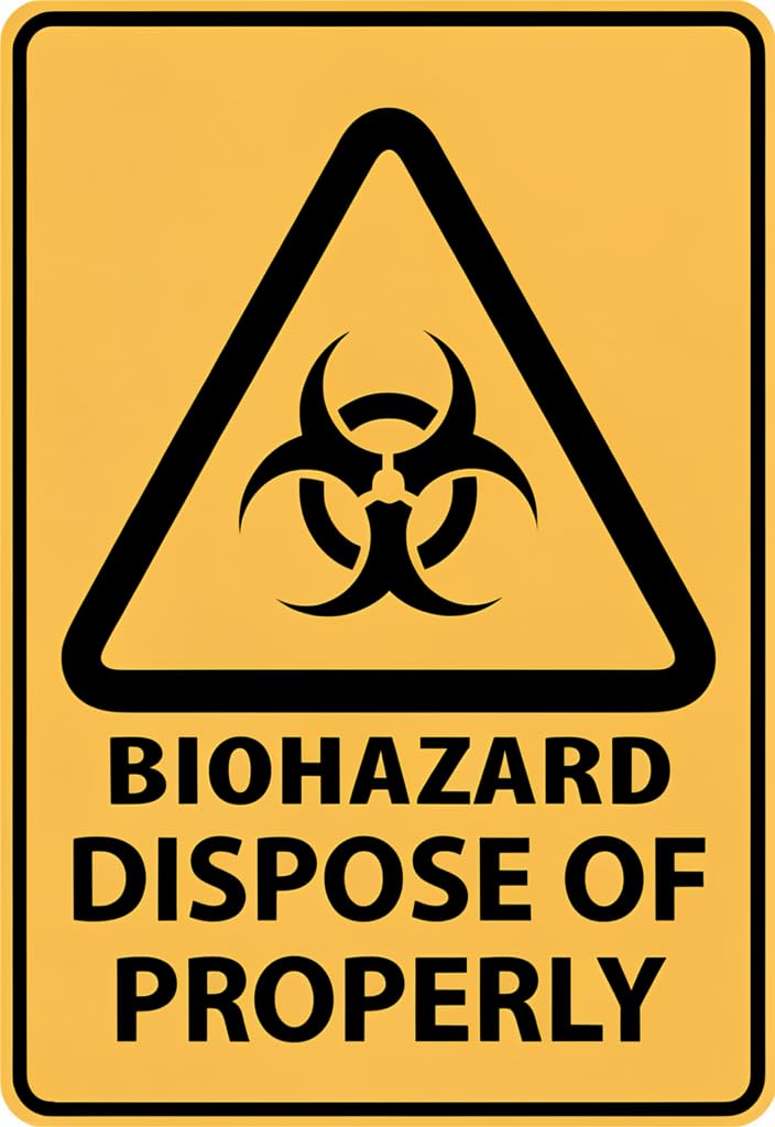 peiyeety Biohazard Dispose of Properly Tin Metal Sign 12x8 Inch, Yellow & Black Warning Plaque, High-Visibility Safety Wall Decor for Lab, Clinic, Garage, Man Cave, Gift Idea