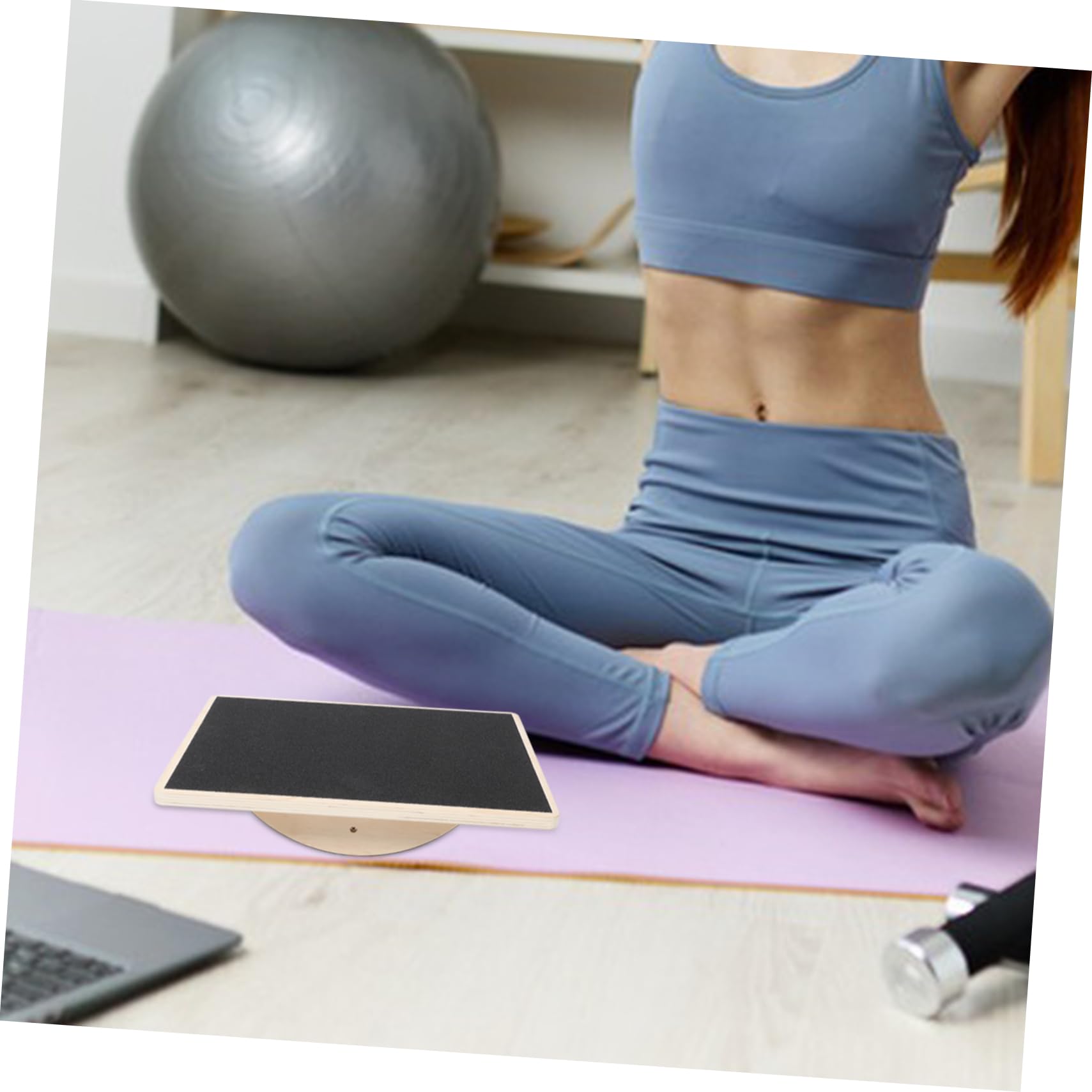 Tavola Equilibrio Yoga Rettangolare in Legno per Adulti | Allenamento Coordinazione e Stabilità, Uso Domestico Palestra, Design Compatto per Esercizi Controllati