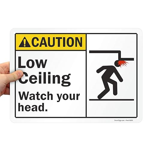Miniatura 4 de SmartSign Cartel "Precaution - Low Ceiling, Watch Your Head"  Plástico de 10 x 14 pulgadas (S2-0527-PL-14)
