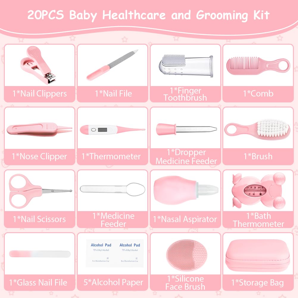 Flintronic 20 in 1 Baby Healthcare and Grooming Kit, Newborn Baby Care Accessories with Hair Brush, Comb, Nail Clippers - Image 3
