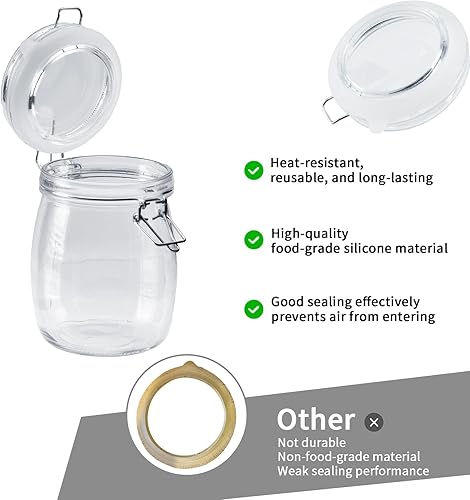 Miniatura 3 de 12 piezas de sellos de goma para frascos de vidrio, anillos de sellado de silicona herméticos y a prueba de fugas para frascos masón, elásticos y se