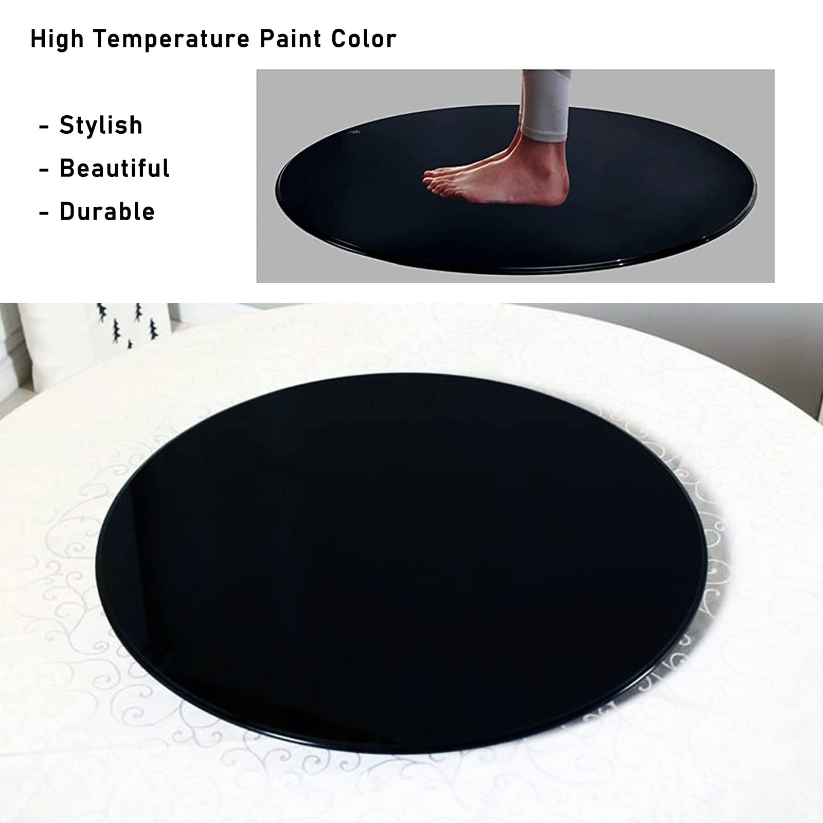 Tavolo da pranzo rotondo resistente alle intemperie in vetro temperato trasparente nero tavolo rotondo da esterno facile da pulire di ricambio di sicurezza per patio, giardino e sala da pranzo