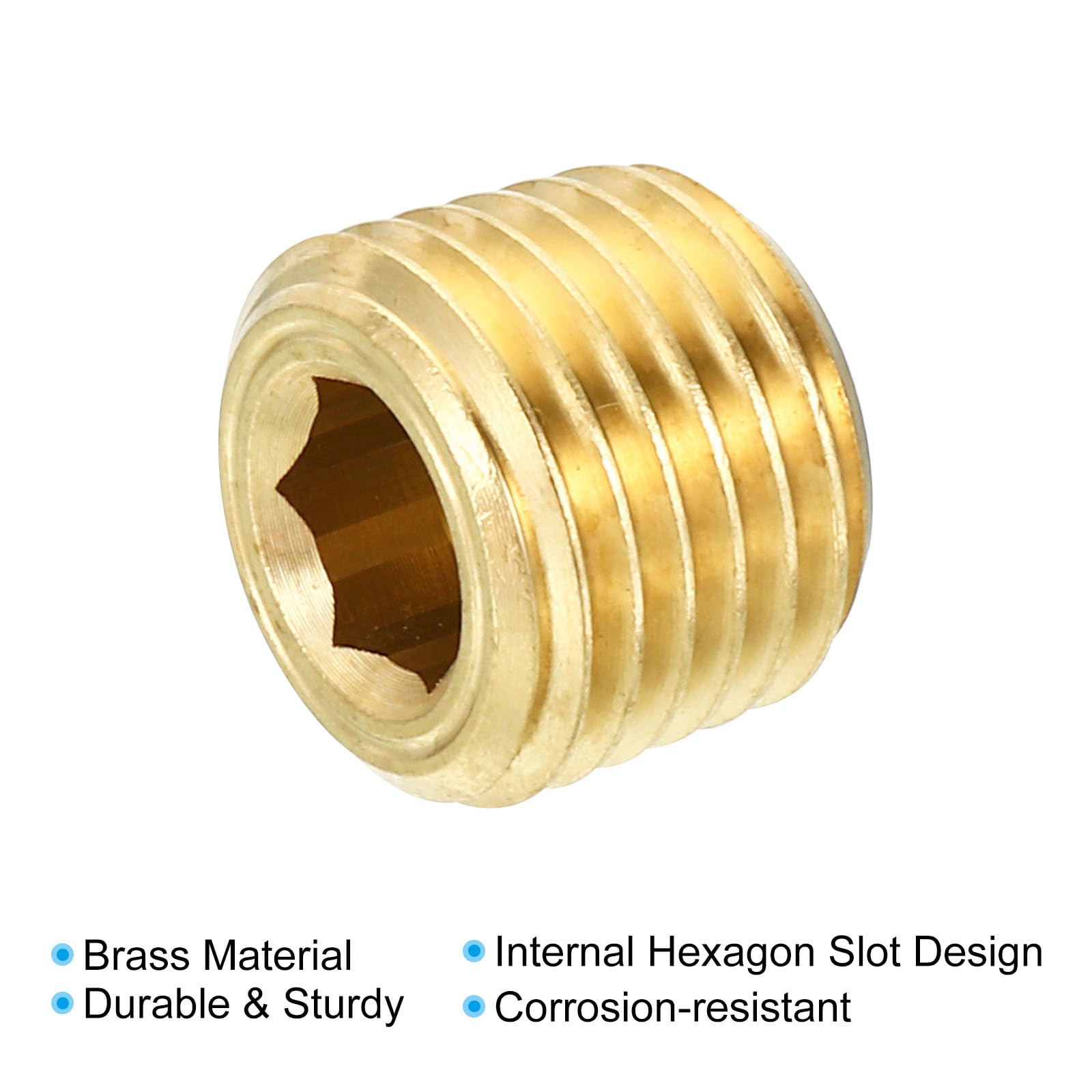 PATIKIL 1/4" NPT Ottone Esagonale Svasato Spina, 8pz Contatore Incassato Interno Esagonale Filettatura Presa Tubo Spine Maschio Raccordi Per Acqua Olio Gas Conduttura