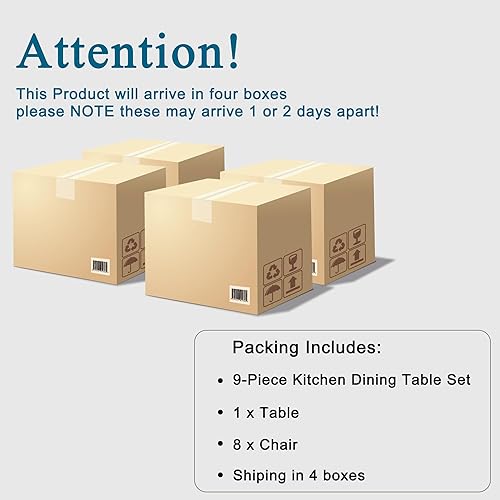 Miniatura 6 de FURNITO Juego de mesa de comedor de cristal para 8, juego de mesa de comedor moderno, mesa de comedor blanca de 71 pulgadas con 8 sillas de comedor