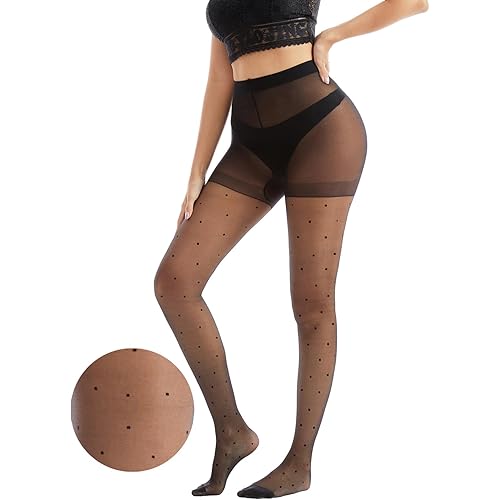 Patterned Tights for Women High Waist Pantyhose Black Sheer Stockings 15D