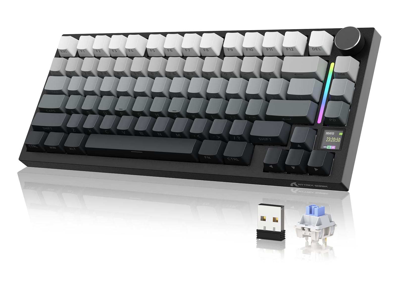 A Jazz Ak820 有線メカニカルキーボード海塩軸 メタルノブ 75 82キー
