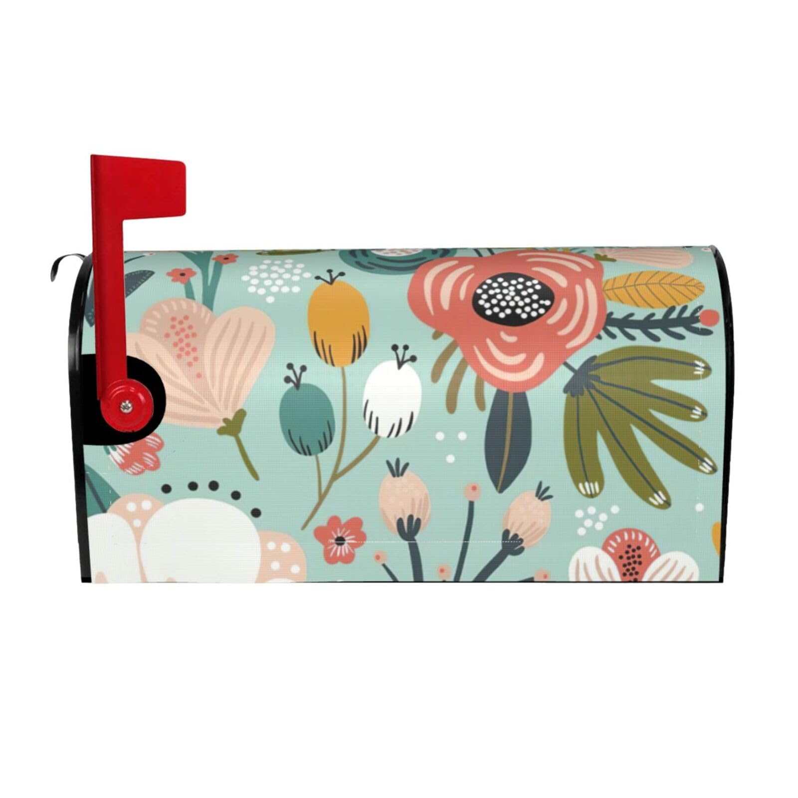 Flowers Print Mailbox Cover Wraps Post Letter Box Cover Decor For Outside Garden Yard Farmhouse Home