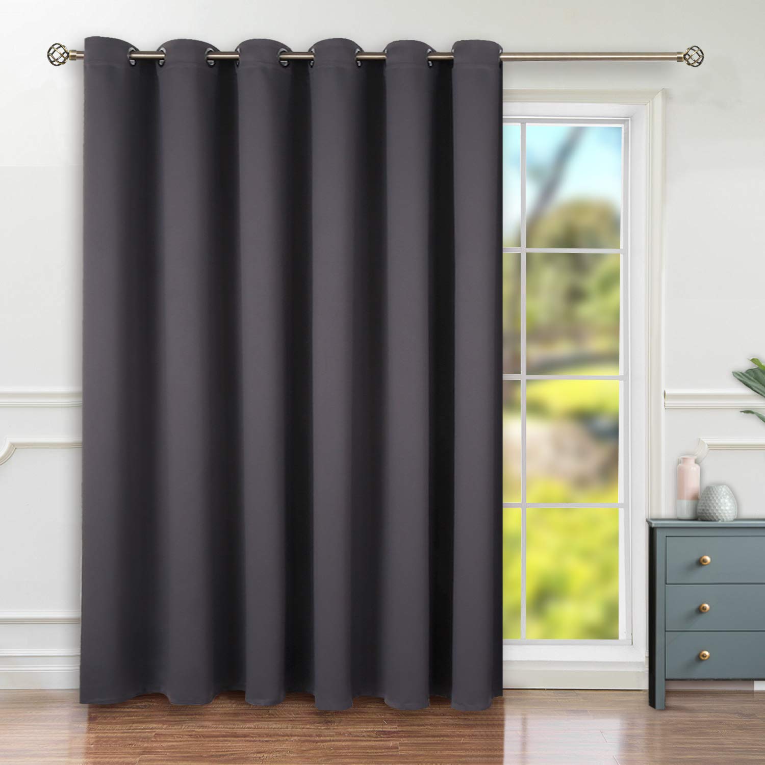 BGment Room Darkening Curtains for Living Room 84 Inches Long, Extra Wide Glass Sliding Door Curtains, Thick Insulates Protects Privacy Drape, 1 Panel