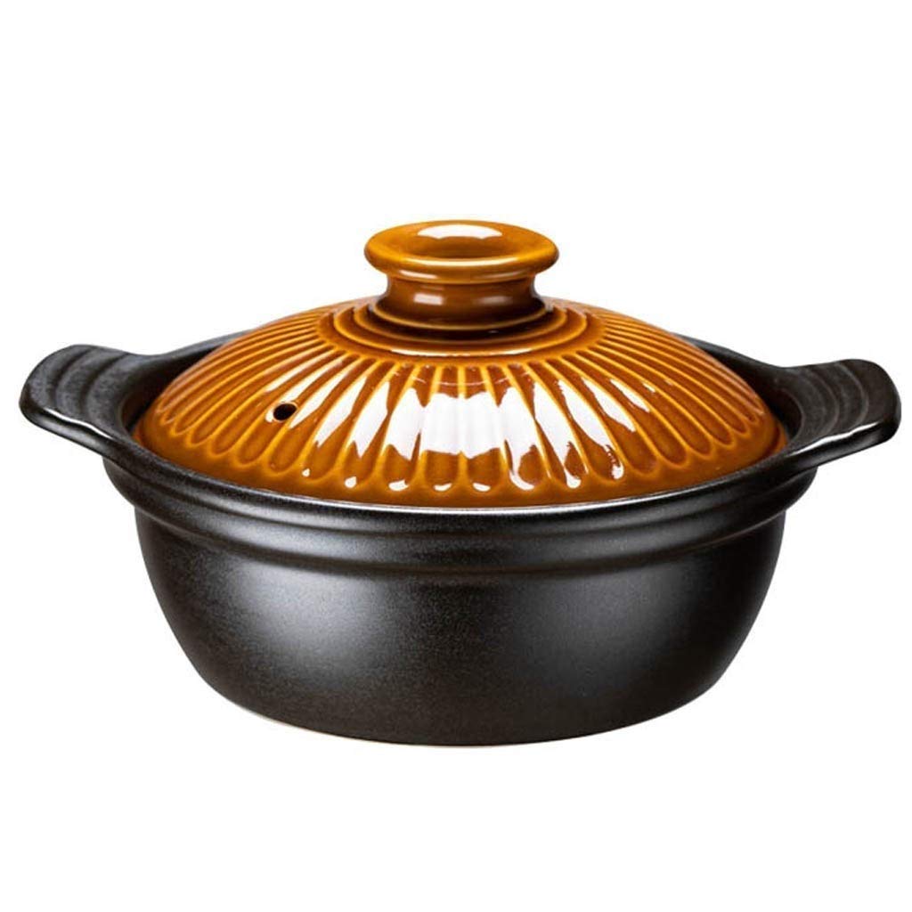 METTEOR Ceramic Round zwart Dish Casserole/clay Pot/earthen Pot/ceramic Cookware With Lid Heat-resistant Stylish Home Kitchen Casserole (One Color 800ml)