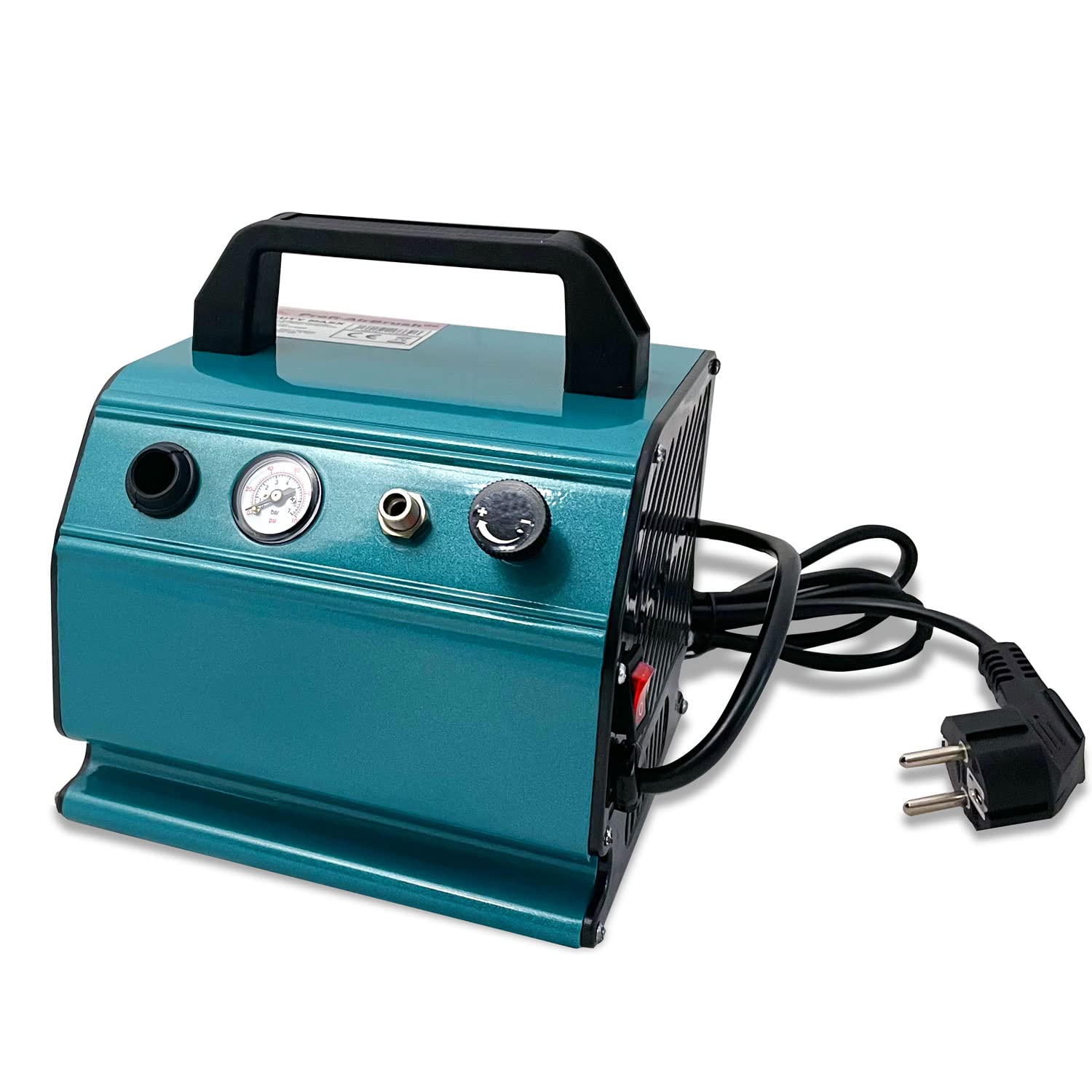 Airbrush Set Kompressor Profi-AirBrush Kompressor Set I mit sehr leisem Airbrush Kompressor - UNIVERSAL-AIRBRUSH-PISTOLE DOUBLE-ACTION inkl. 3 Düsen, Nadeln, Fliesbecher (Kompressor Beauty MAXX)