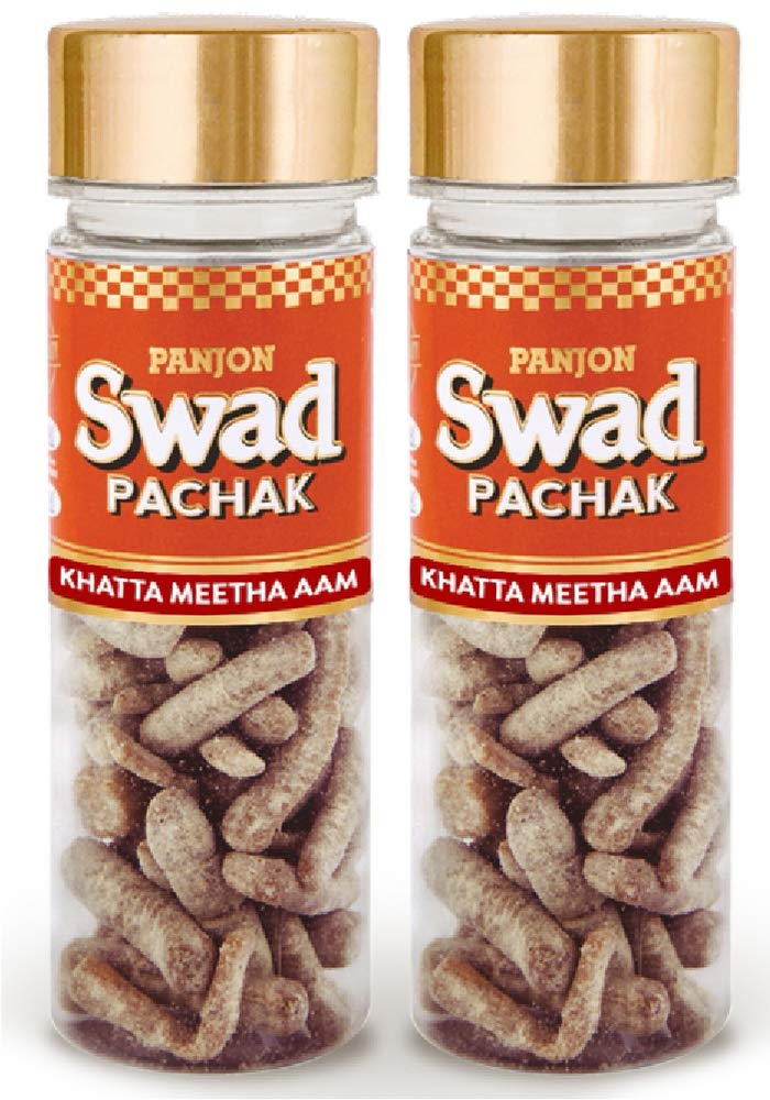 PANJON SWAD Khatta Meetha Aam Mukhwas (2 X 130 Grams) | Digestive Mouth Freshener | Hygienically Packed | Tasty Mouthfresheners | After-Meal Snack | Khatta Meetha Aam, 260 g (Pack of 2)