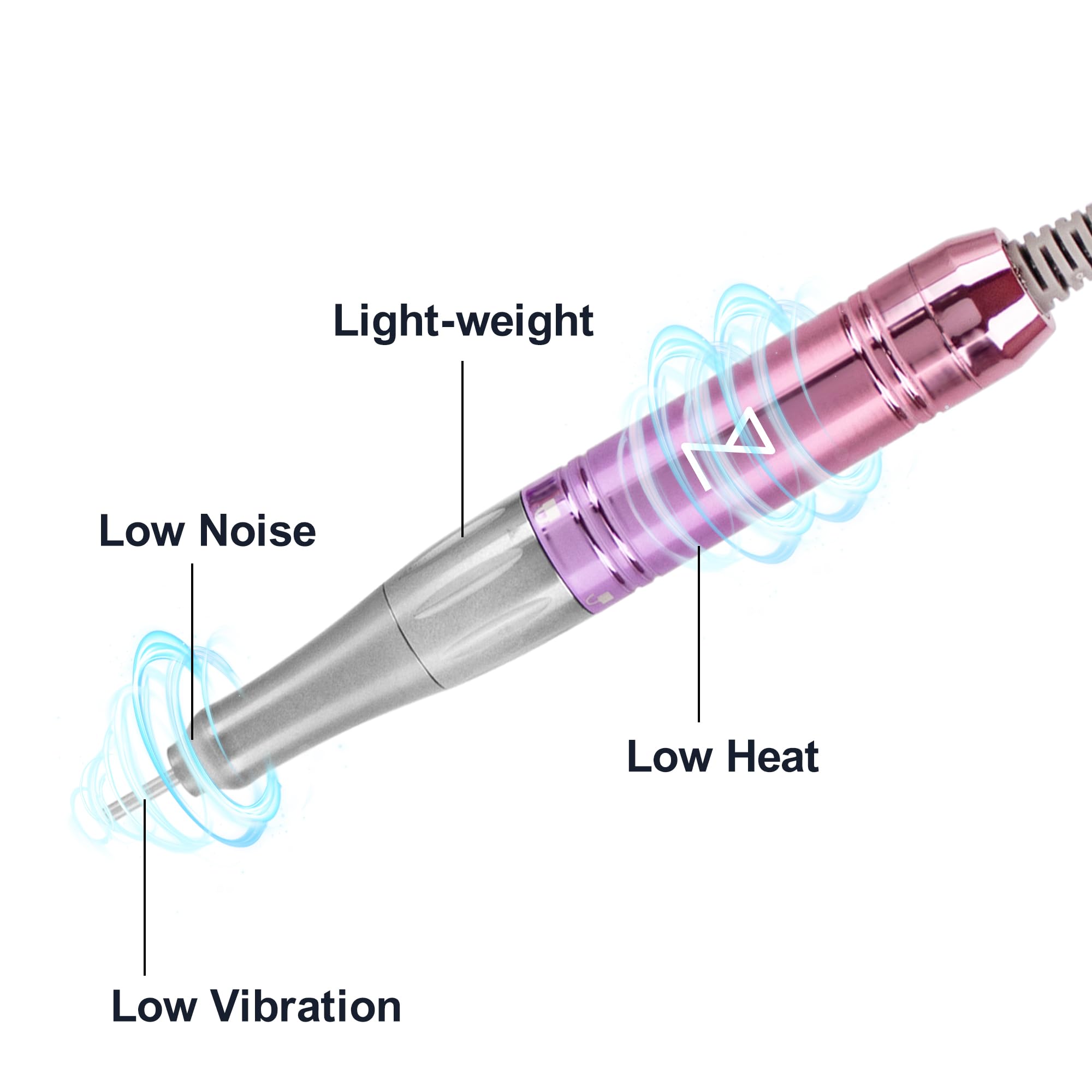 M Mase- Perceuse à ongles professionnelle sans noyau 2 en 1, 35000 RPM (Or)