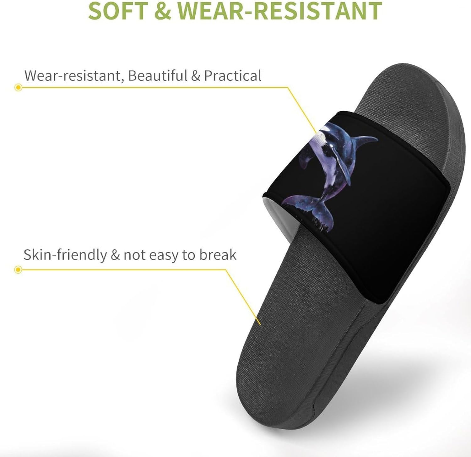 Orca Killer Whale Slippers for Women Men Indoor Outdoor PVC Shower Shoes Non Slip Soft Sole Home Slides