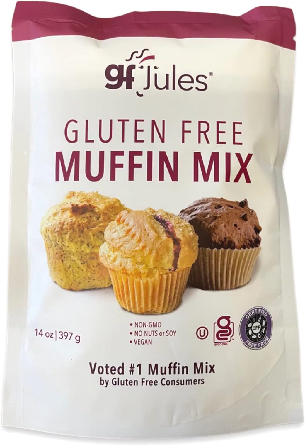 Certified Gluten Free Muffin Baking Mix | No Grit, Non-GMO, Vegan | Certified Top 9 Allergen-Free & Kosher | Makes 15 Muffins | 14 Ounces