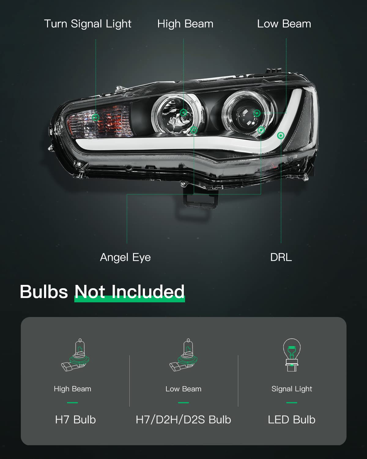 LSAILON Headlight Assembly Replacement Fit 20082017 For Mitsubishi