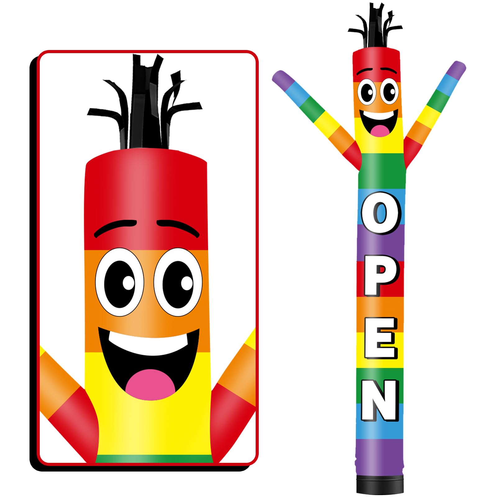 3 m großer aufblasbarer Schlauchmann Wacky Air Dancer Open-Rainbow Wacky Wave Dancer (Durchmesser 30,5 cm) für Outdoor-Dekoration, Werbung, kommerzielle Geschäftsveranstaltungen (Gebläse nicht