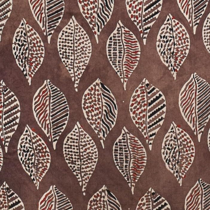 Image of Ethnics of Kutch Womens's Ajrakh Modal Silk Natural Dye Hand Block Print Unstitched Kurta Fabric