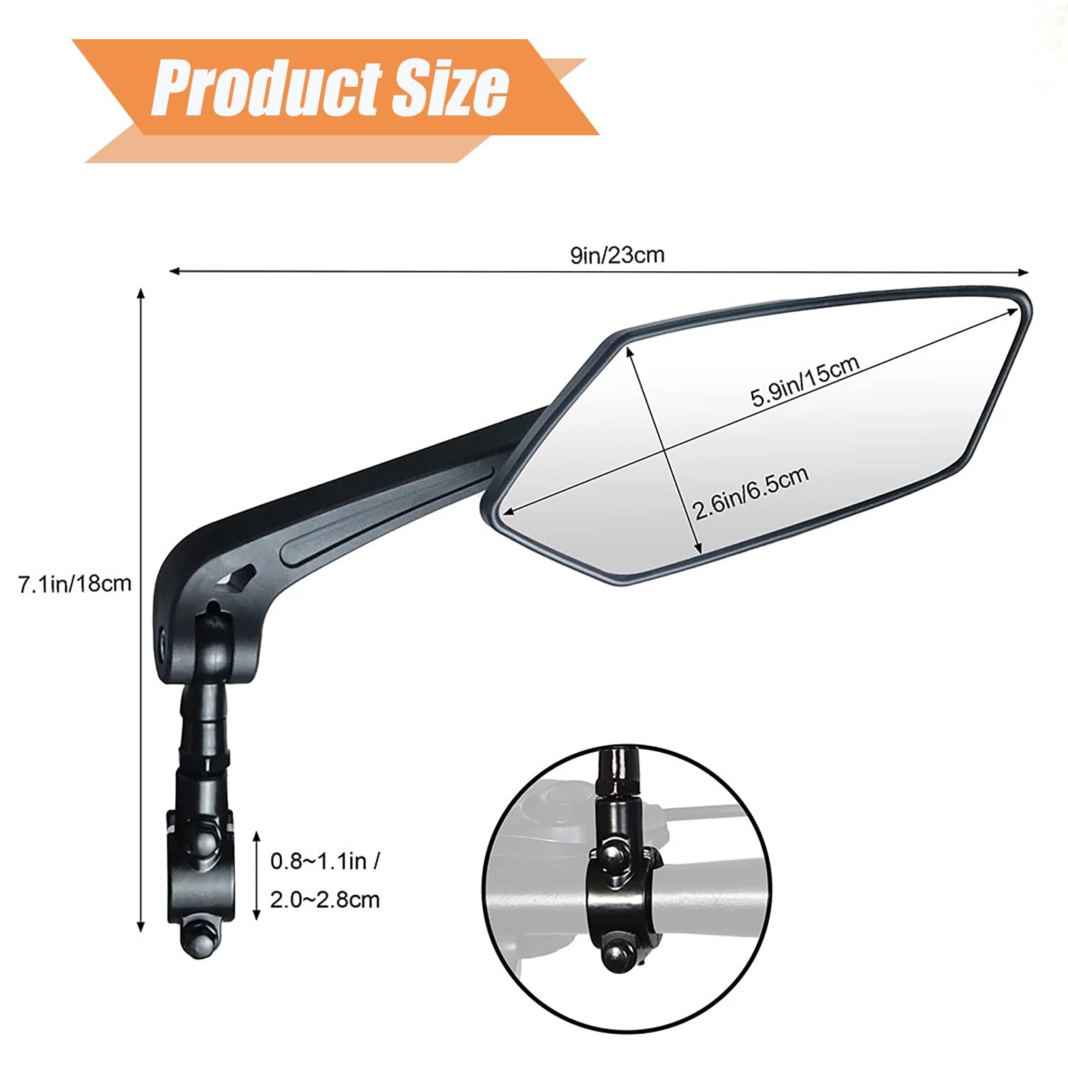 Bike Mirror 1 Pair Adjustable and Rotatable Handlebar Mirror HD Blast-Resistant Bicycle Mirror