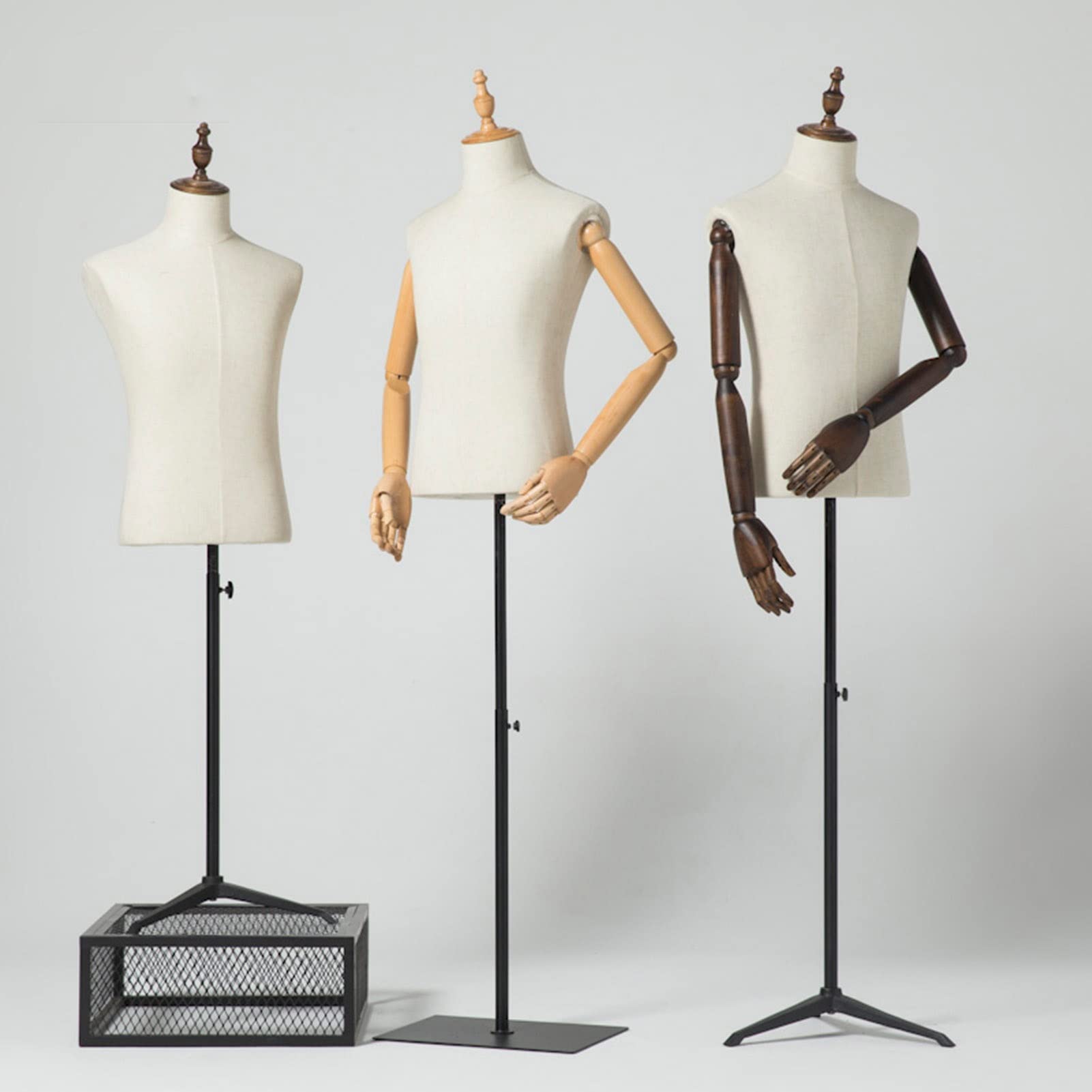 Schaufensterpuppe Körper Mann, Mode Kleidung Bildschirm Brust Halbskala Nähpuppe Körper, Holzgriff, Einstellbare Schneidereien Für Einzelhandelsgeschäft Schaufenster Puppe M,A