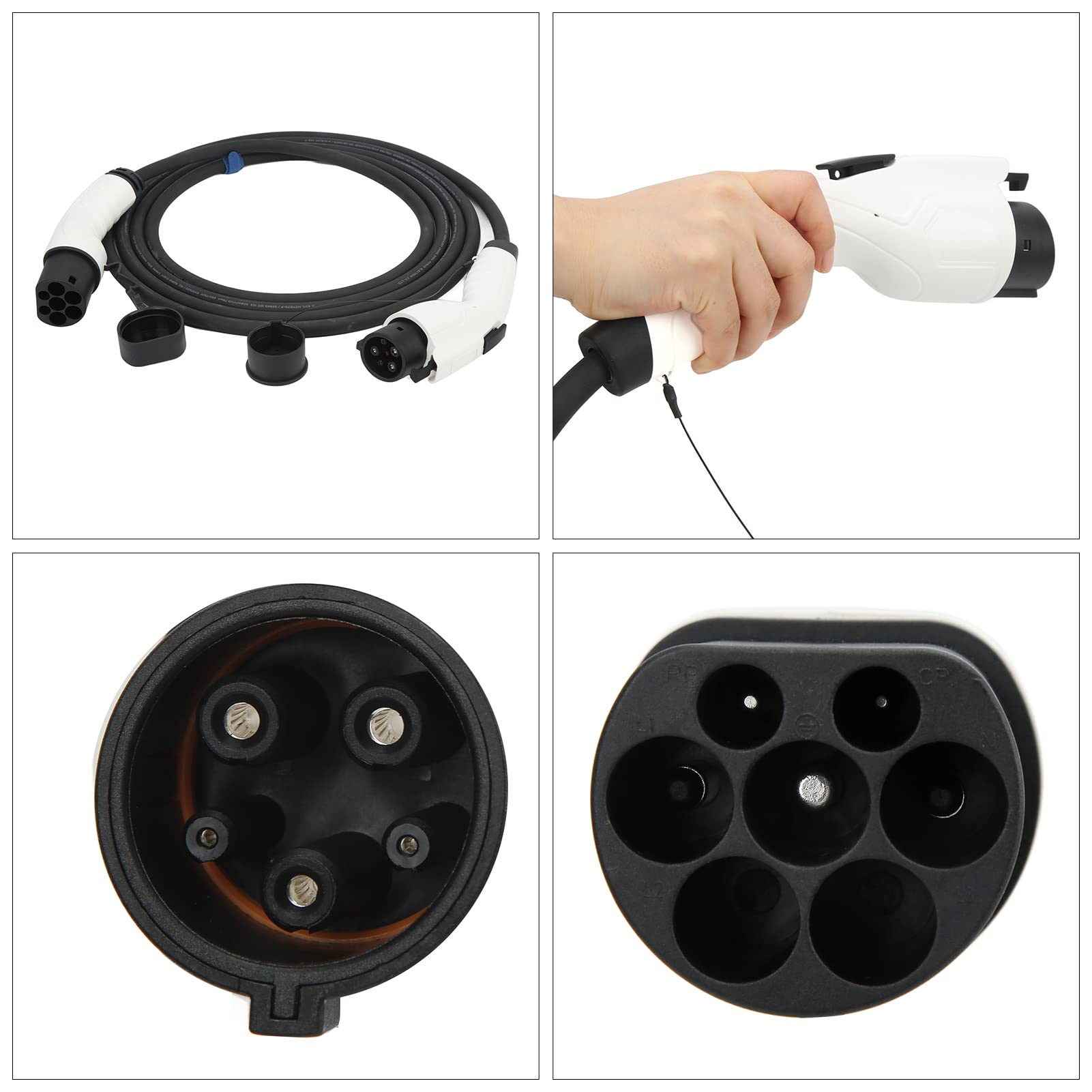 Cable de Cargador EV Tipo 1 a Tipo 2, Cable de Carga Duradero de 5m 16A 3.6KW para Vehículos Eléctricos, Aprobado por CE TUV
