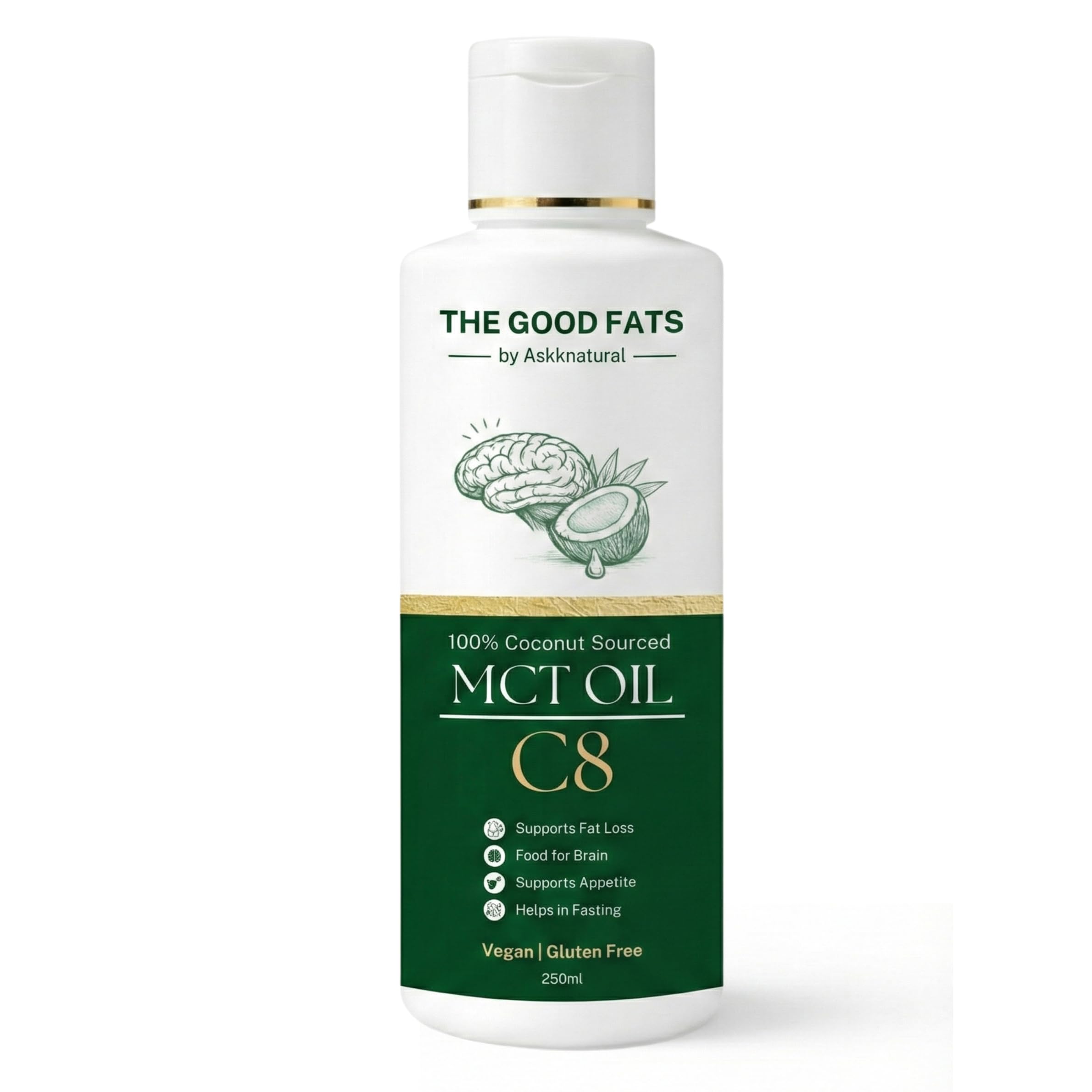 The Good Fats C8 MCT Oil 250 ml | 100% Coconut Derived Caprylic Acid | Unflavoured | Keto & Fasting Friendly | Supports Energy Metabolism-image-20