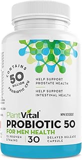 PlantVital Probiotics for Men with Prostate Support - Promote your Gut Health with Pre and Probiotics for Women and Men-30 Vegan Probiotics capsules with 50 Billion CFUs-Only probiotic with Lycopene.