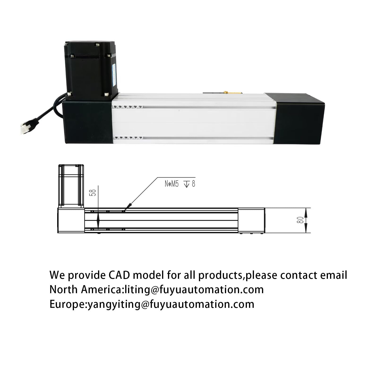 FUYU Linearführung Riemenantrieb High Speed Max 3m/s CNC Lineartisch Linearschiene Linear Motion Produkt mit Nema34 Schrittmotor 800mm Hub