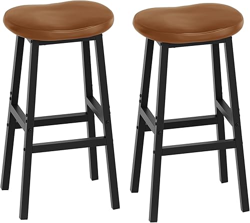 Juego de 2 taburetes de bar, sillas de bar, taburetes de silla de montar con superficie curva, taburetes de cocina de altura de mostrador con