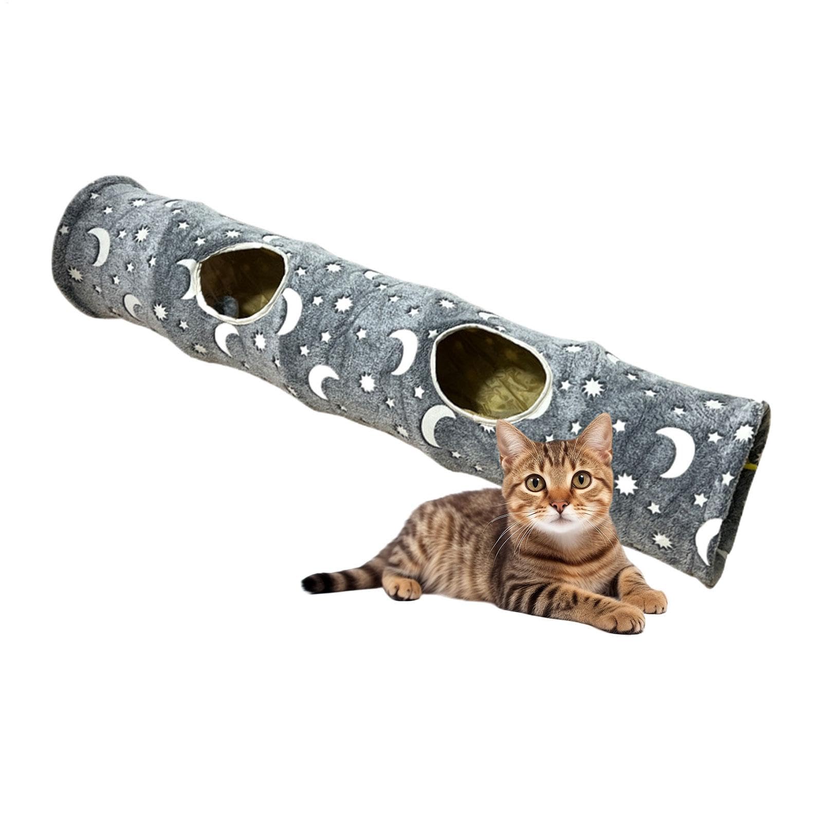 Eoixuqba Large Cat Tunnel,Glowing in The Dark Cat Toy Tube - Crinkle Tunnel, Straight Cat Hideaway, Entertaining Cat Toys for Cats, Rabbits