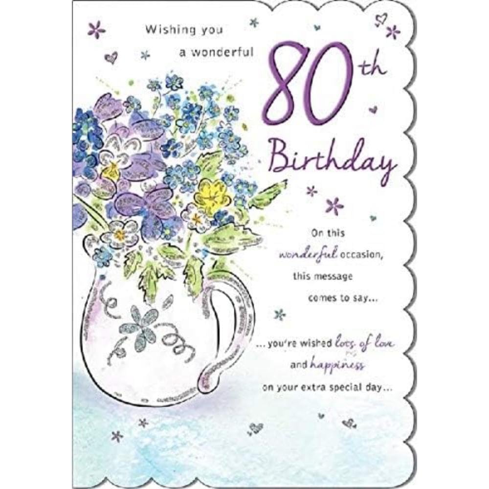 Piccadilly Greetings STUNNING TOP RANGE WONDERFULLY WORDED 5 VERSE WONDERFUL 80TH BIRTHDAY CARD