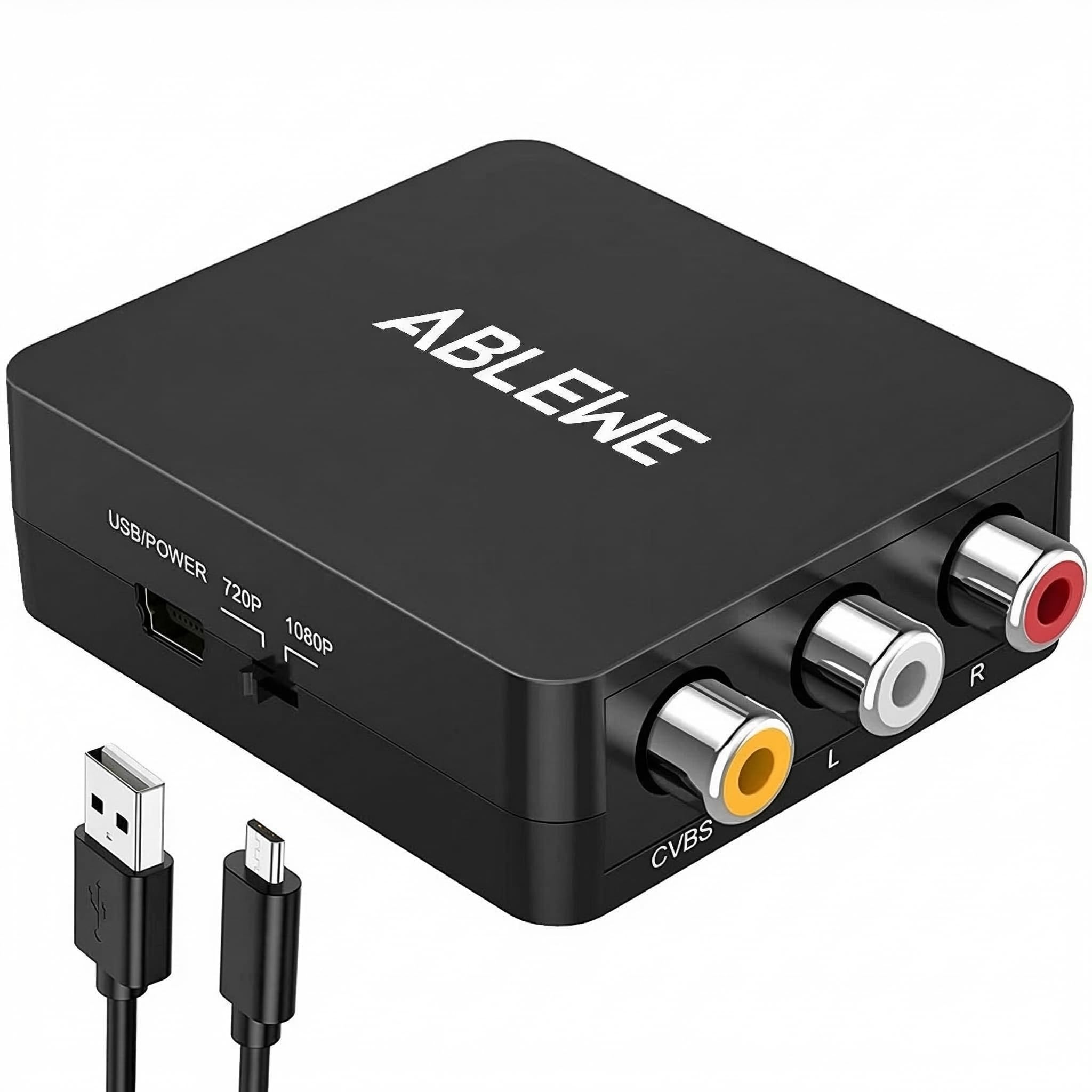 RCA to HDMI,AV to HDMI Converter, 1080P Mini RCA Composite CVBS Video Audio Converter Adapter Supporting PAL/NTSC for TV/PC/ PS3/ STB/Xbox VHS/VCR/Blue-Ray DVD Players